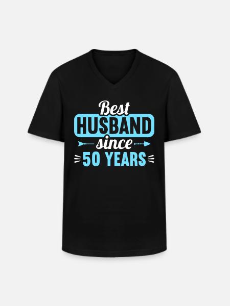 Best Husband Since 50 Years 50th Wedding Day - Men's V-Neck T-Shirt - black