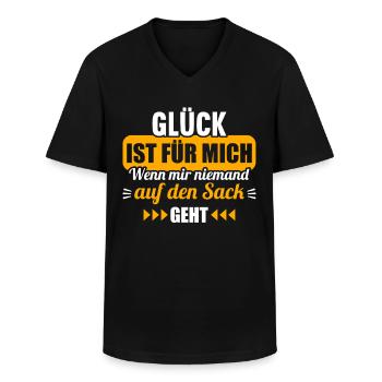 Glück ist wenn mir niemand auf den Sack geht - Männer-T-Shirt mit V-Ausschnitt - Schwarz - Vorne - AI Model Male 178 dark (178cm)