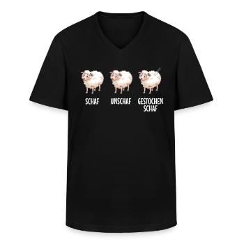 Fotografie Schafe und Schafe gestochen Schafe - Männer-T-Shirt mit V-Ausschnitt - Schwarz - Vorne - AI Model Male 178 dark (178cm)