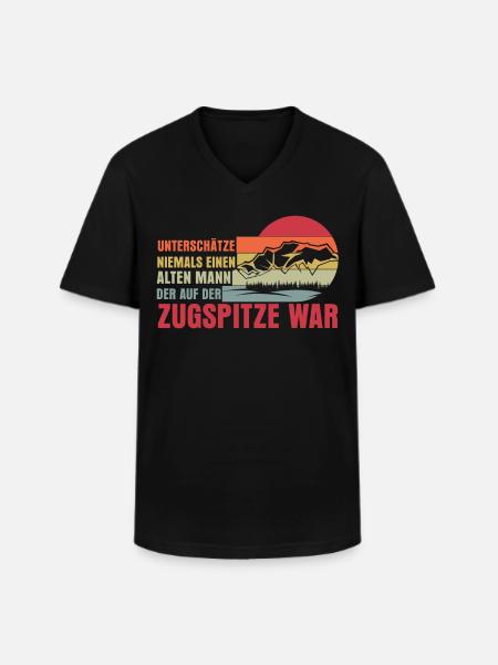 Zugspitze Retro Berg - Männer-T-Shirt mit V-Ausschnitt - Schwarz