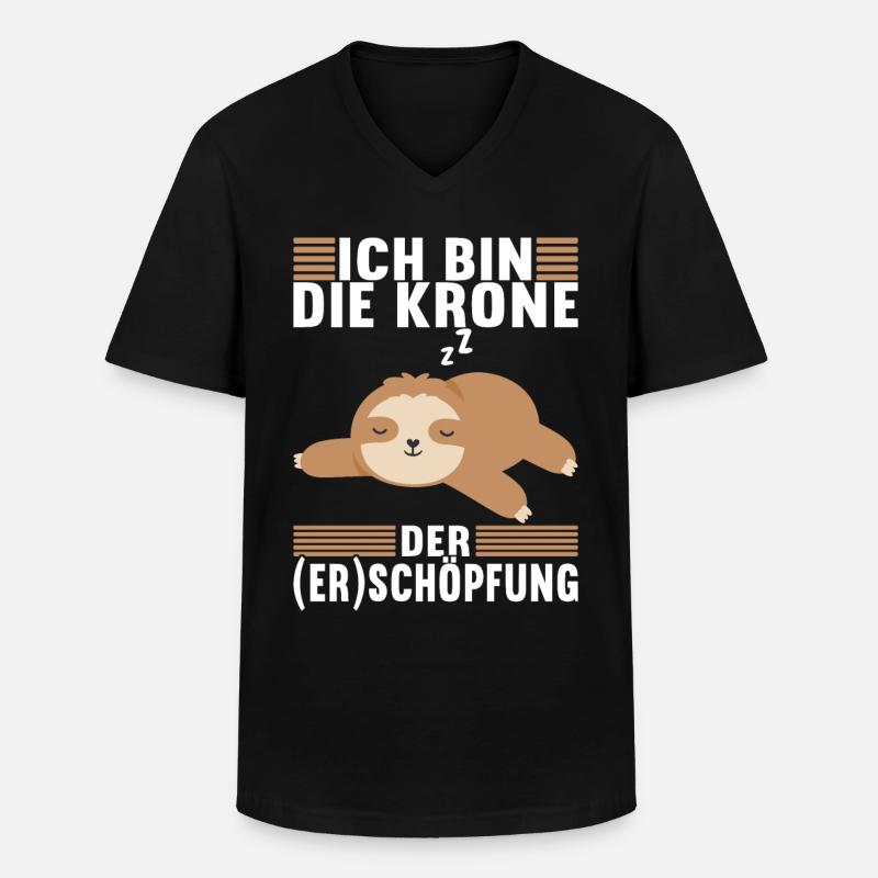 Faultier Spruch Müdigkeit - Männer-T-Shirt mit V-Ausschnitt - Schwarz