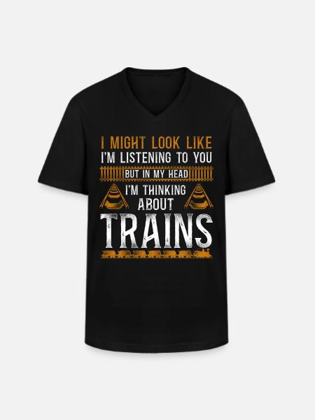 Steam Train Driver Trainspotting - Men's V-Neck T-Shirt - black