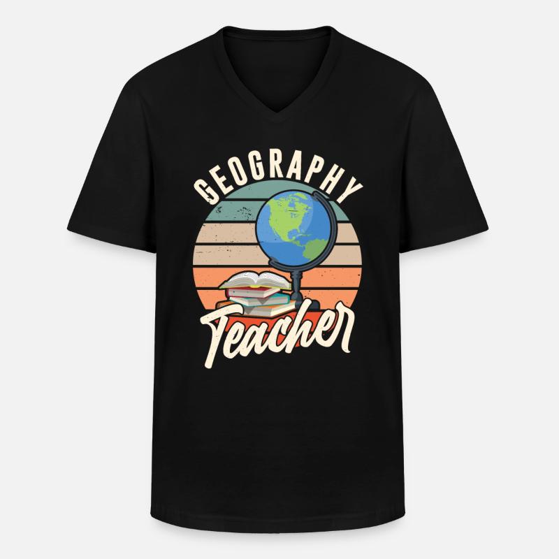 Geografielehrer Geographie Geograph Beruf - Männer-T-Shirt mit V-Ausschnitt - Schwarz