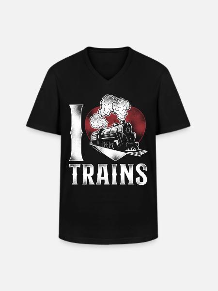 Steam Train Driver Trainspotting - Men's V-Neck T-Shirt - black