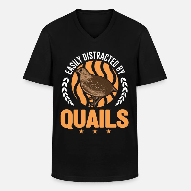 Easily distracted by Quails - Männer-T-Shirt mit V-Ausschnitt - Schwarz