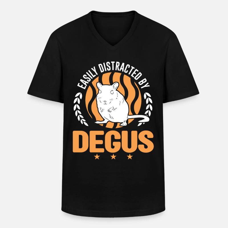 Easily distracted by Degus - Männer-T-Shirt mit V-Ausschnitt - Schwarz