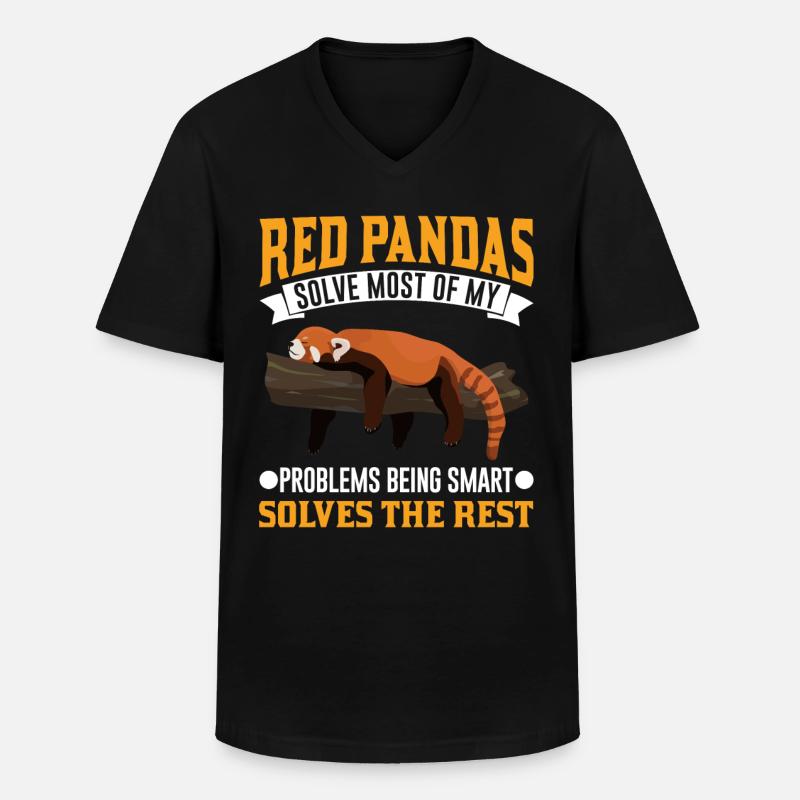 Röd Panda Present Katt Björn Röd Panda - T-shirt med V-ringning herr - svart