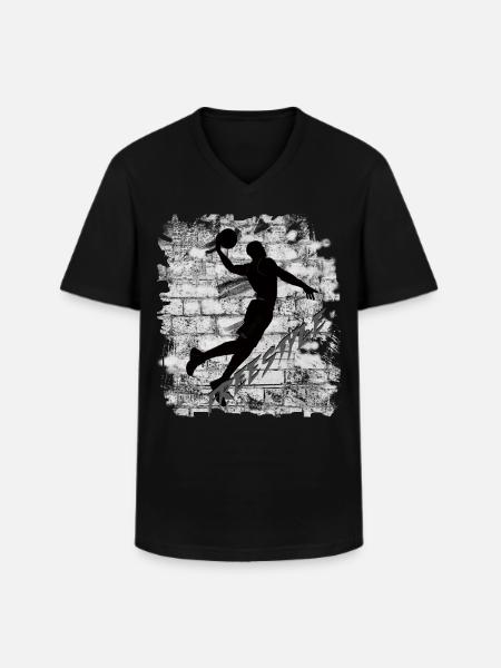 Basket-ball - T-shirt col V Homme - noir