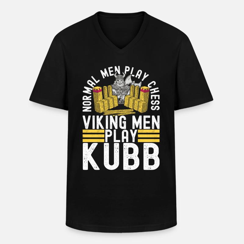 Kubb Wikinger Schach - Männer-T-Shirt mit V-Ausschnitt - Schwarz