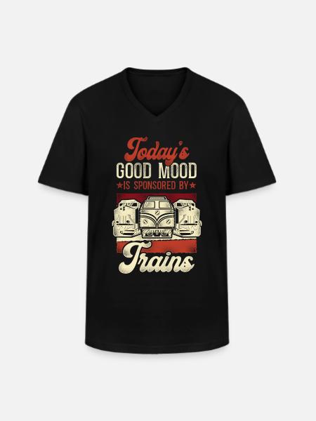 Freight Diesel Train Driver - Men's V-Neck T-Shirt - black