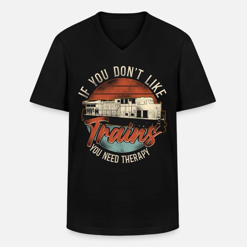 Freight Diesel Train Driver - Men's V-Neck T-Shirt - black