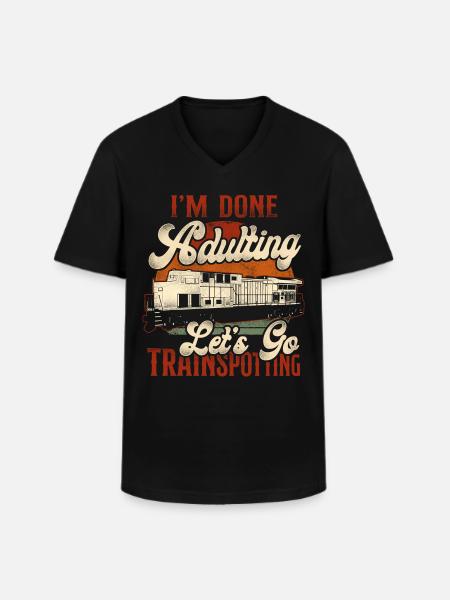 Freight Diesel Train Driver - Men's V-Neck T-Shirt - black