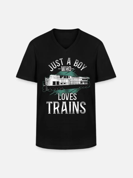 Freight Diesel Train Driver - Men's V-Neck T-Shirt - black