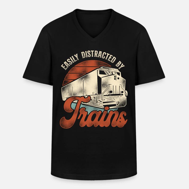 Freight Diesel Train Driver - Men's V-Neck T-Shirt - black