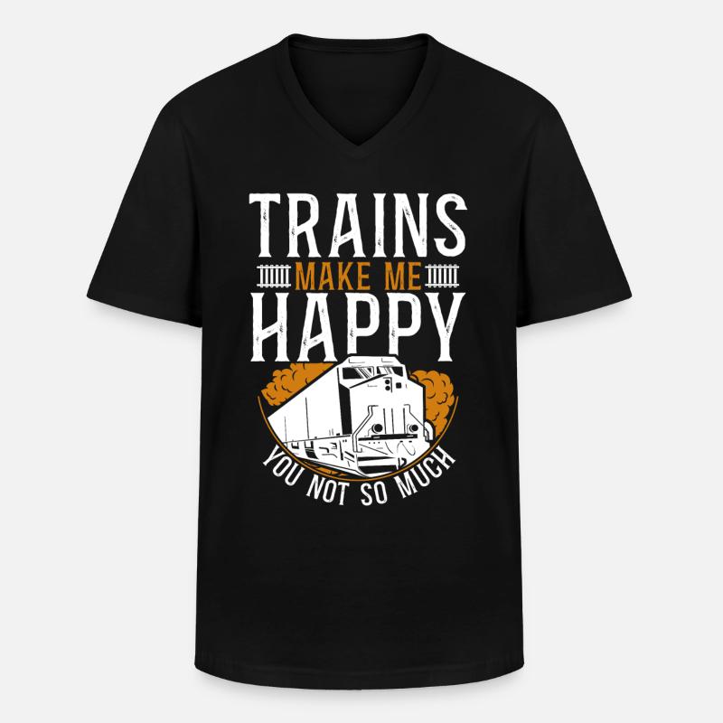 Freight Diesel Train Driver - Men's V-Neck T-Shirt - black