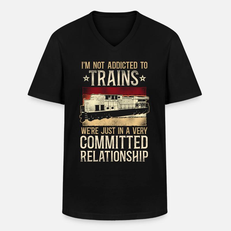 Freight Diesel Train Driver - Men's V-Neck T-Shirt - black