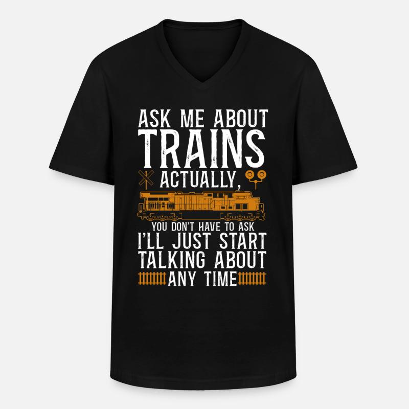 Freight Diesel Train Driver - Men's V-Neck T-Shirt - black