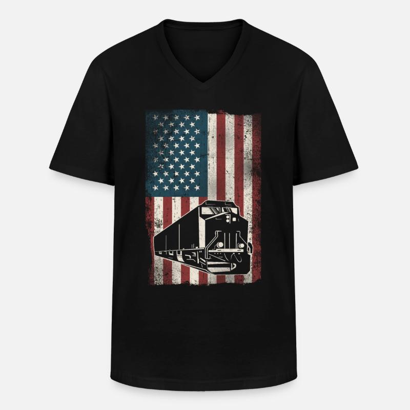 Freight Diesel Train Driver - Men's V-Neck T-Shirt - black
