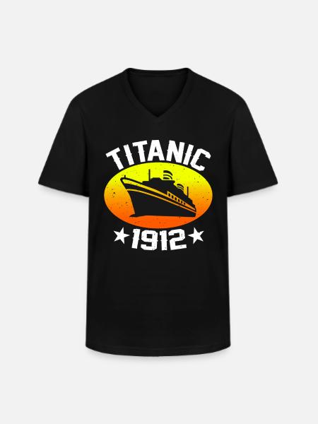 Titanic 1912 Cruise Ship - Men's V-Neck T-Shirt - black