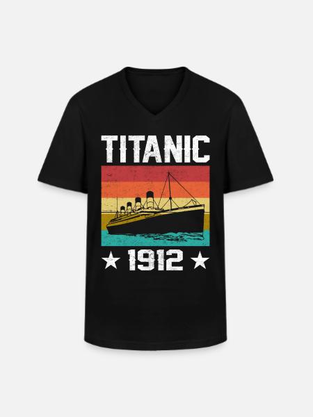 Titanic 1912 Krydstogtskib - Klassisk herre T-shirt med V-udskæring - sort