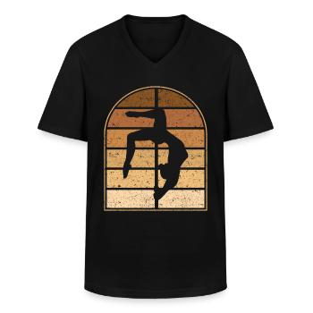 Pole Dance Danseuse Acrobatique Pole Dancer - T-shirt col V Homme - noir - Devant - AI Model Male 178 dark (178cm)