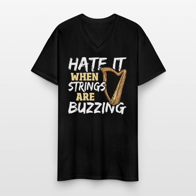Hate It When Strings Are Buzzing Harp Player Harp Men's V-Neck T-Shirt