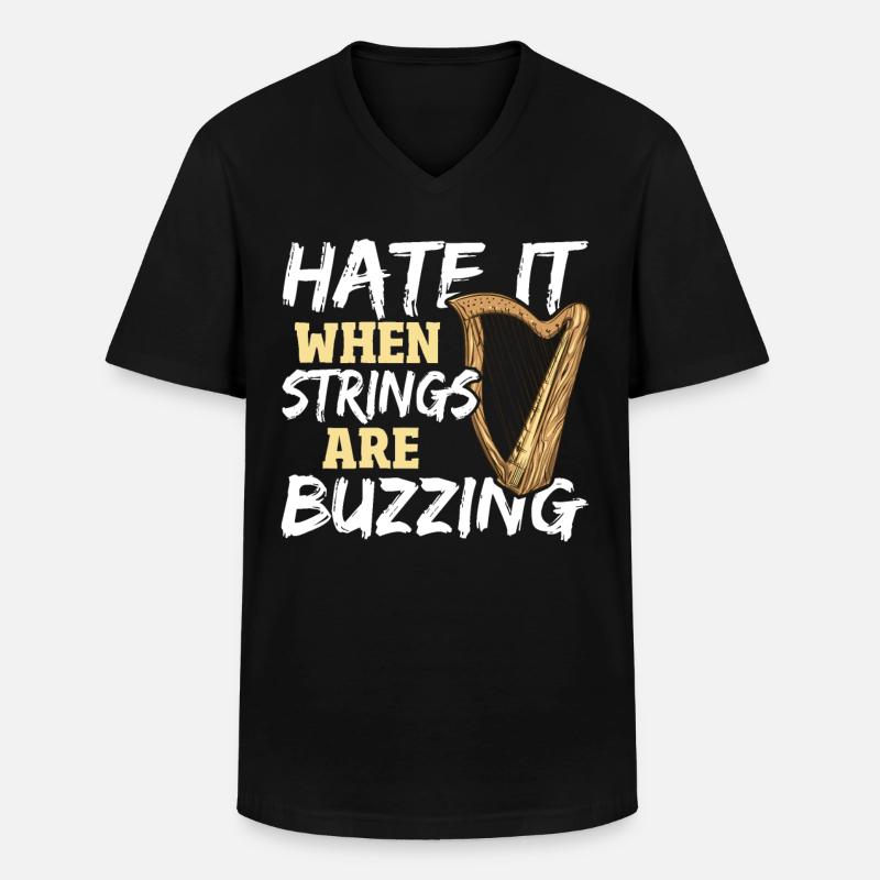 Hate It When Strings Are Buzzing Harp Player Harp - Men's V-Neck T-Shirt - black