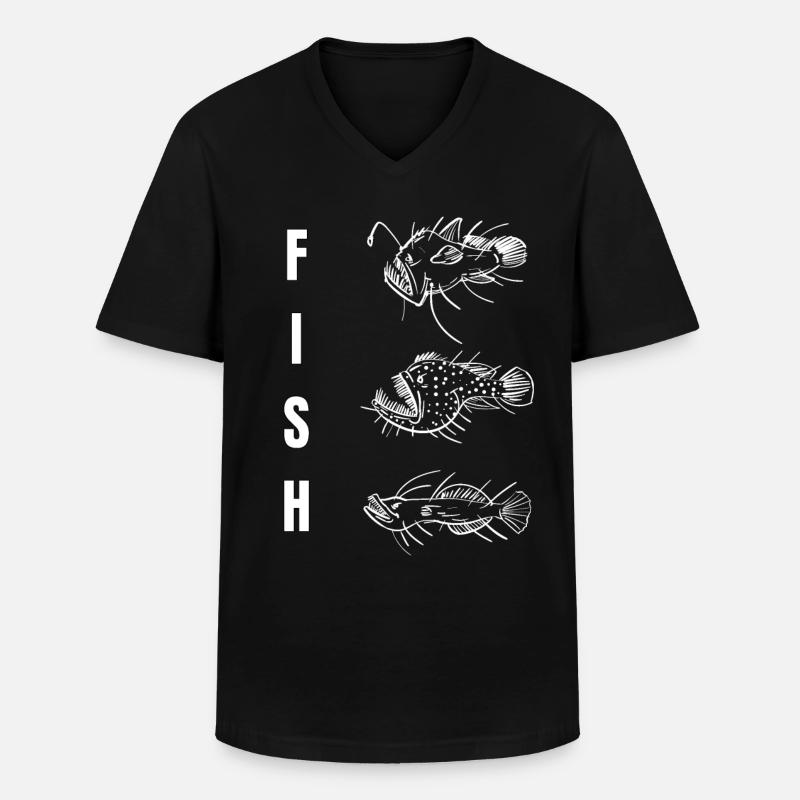 Fisch - Männer-T-Shirt mit V-Ausschnitt - Schwarz