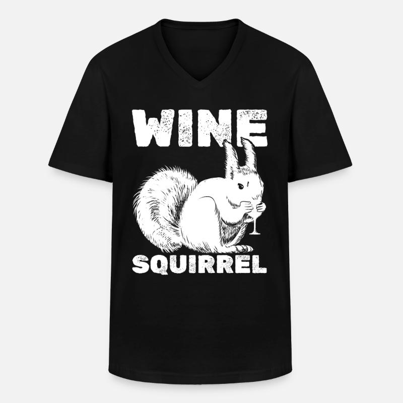 Squirrel Wine Squirrel - Men's V-Neck T-Shirt - black
