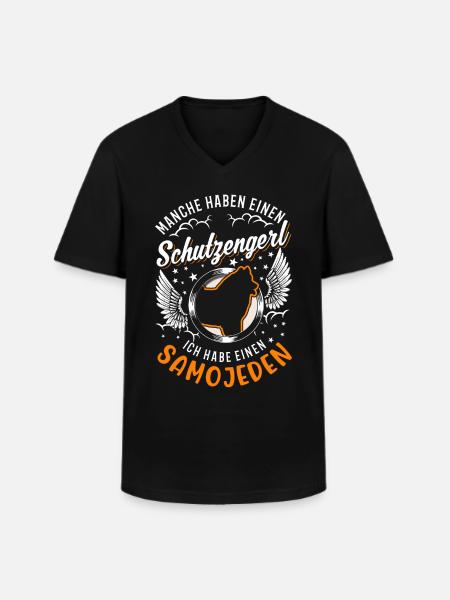 Samojede Schutzengel Schlittenhund Samojeden - Männer-T-Shirt mit V-Ausschnitt - Schwarz