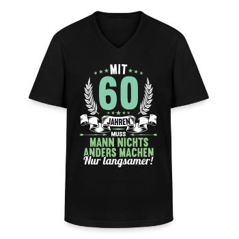 Mit 60 nichts anders nur langsamer 60 Geburtstag - Männer-T-Shirt mit V-Ausschnitt - Schwarz - Vorne - AI Model Male 178 dark (178cm)