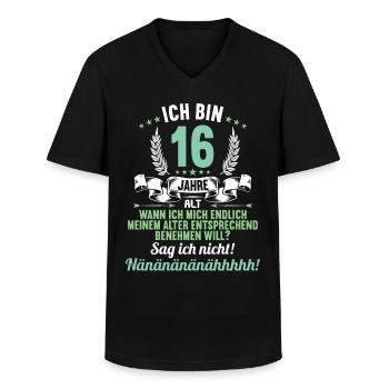 Ich bin 16 Jahre alt 16 Geburtstag - Männer-T-Shirt mit V-Ausschnitt - Schwarz - Vorne - AI Model Male 178 dark (178cm)