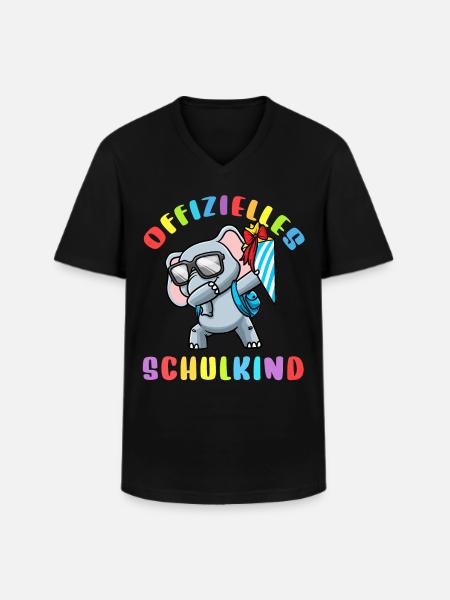 Schulkind Einschulung Elefant - Männer-T-Shirt mit V-Ausschnitt - Schwarz