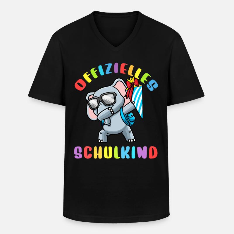 Schulkind Einschulung Elefant - Männer-T-Shirt mit V-Ausschnitt - Schwarz
