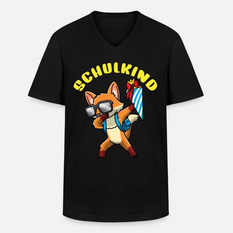 Schulkind Einschulung Fuchs - Männer-T-Shirt mit V-Ausschnitt - Schwarz