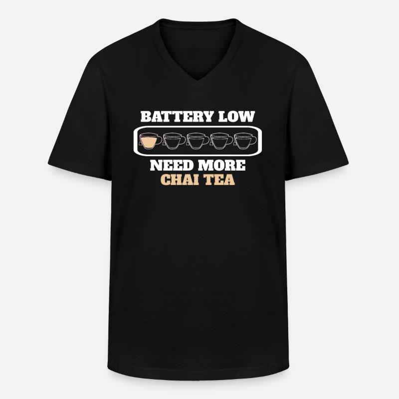 Witziges Chai Tee - Männer-T-Shirt mit V-Ausschnitt - Schwarz