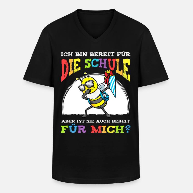 Schulkind Einschulung Biene - Männer-T-Shirt mit V-Ausschnitt - Schwarz