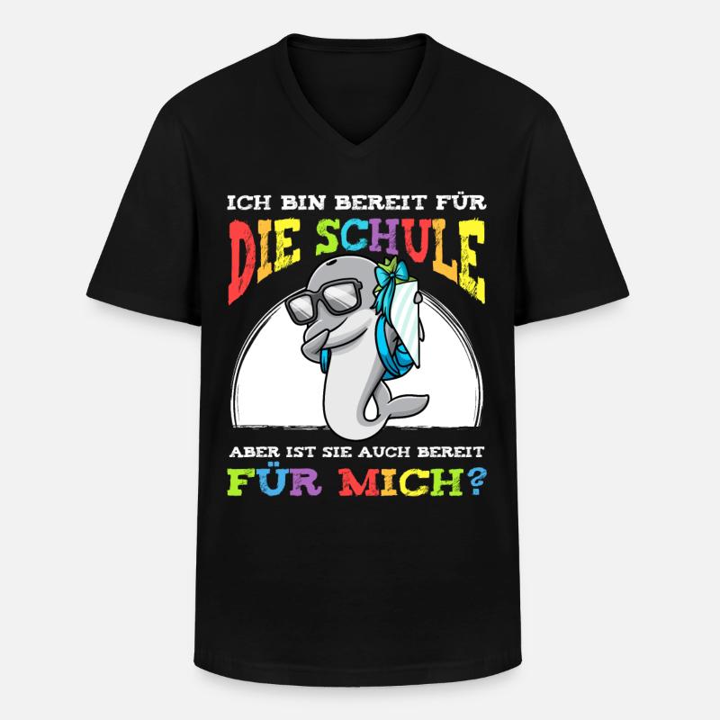 Schulkind Einschulung Delfin - Männer-T-Shirt mit V-Ausschnitt - Schwarz