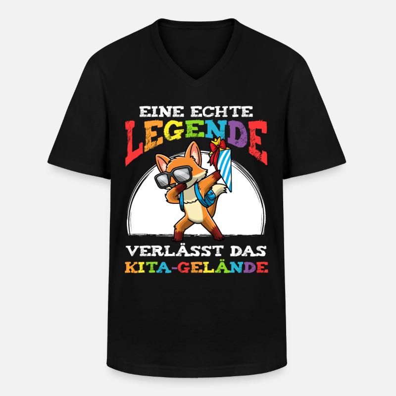 Schulkind Einschulung Fuchs - Männer-T-Shirt mit V-Ausschnitt - Schwarz