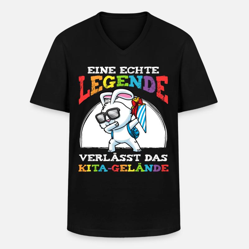 Schulkind Einschulung Hase - Männer-T-Shirt mit V-Ausschnitt - Schwarz