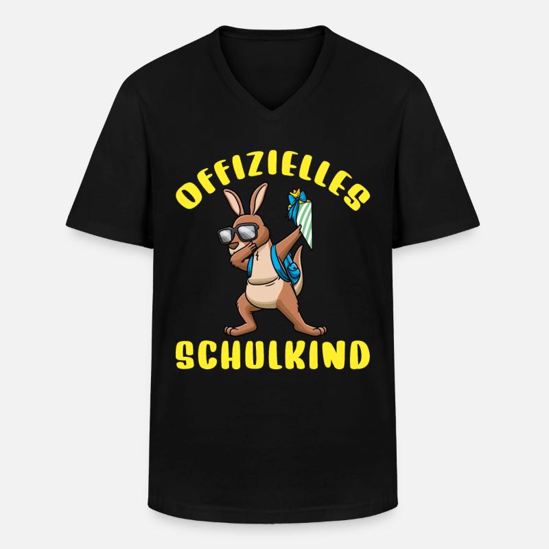 Schulkind Einschulung Känguru - Männer-T-Shirt mit V-Ausschnitt - Schwarz