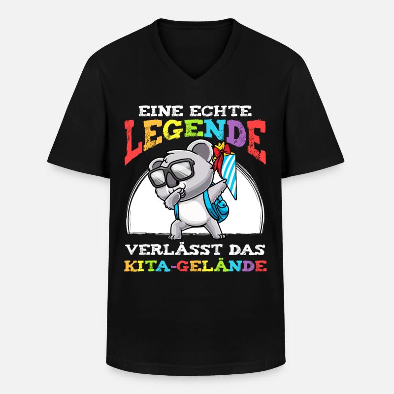 Schulkind Einschulung Koala - Männer-T-Shirt mit V-Ausschnitt - Schwarz