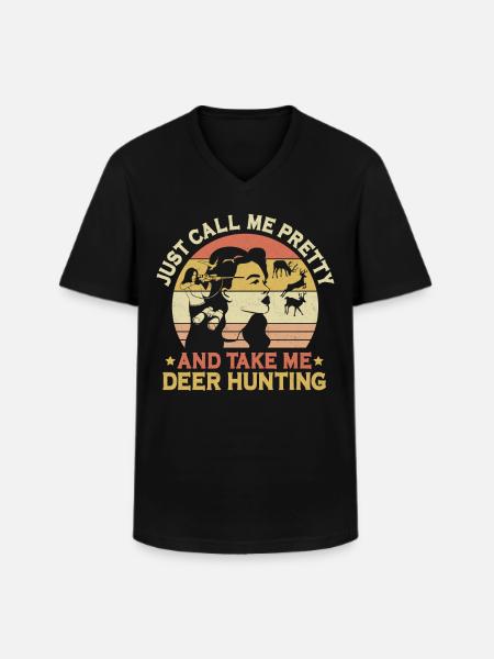 Buck Deer Chasse Hunter Girl - T-shirt col V Homme - noir