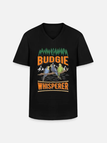 Perruche Budgerigar Whisperer Welli - T-shirt col V Homme - noir