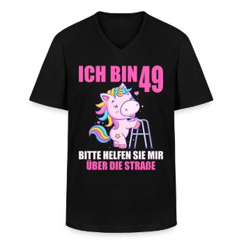 Ich bin 49 Bitte helfen Sie mir über Straße - Männer-T-Shirt mit V-Ausschnitt - Schwarz - Vorne - AI Model Male 178 dark (178cm)