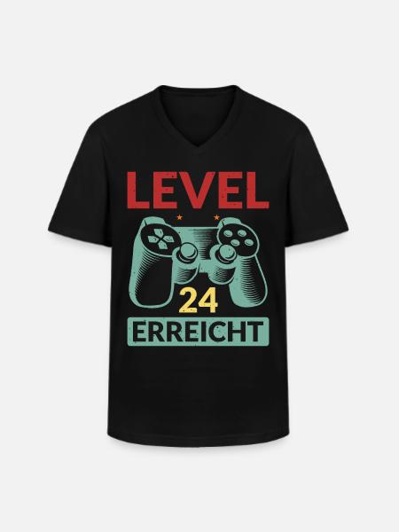 Level 24 Erreicht Gamer - Männer-T-Shirt mit V-Ausschnitt - Schwarz