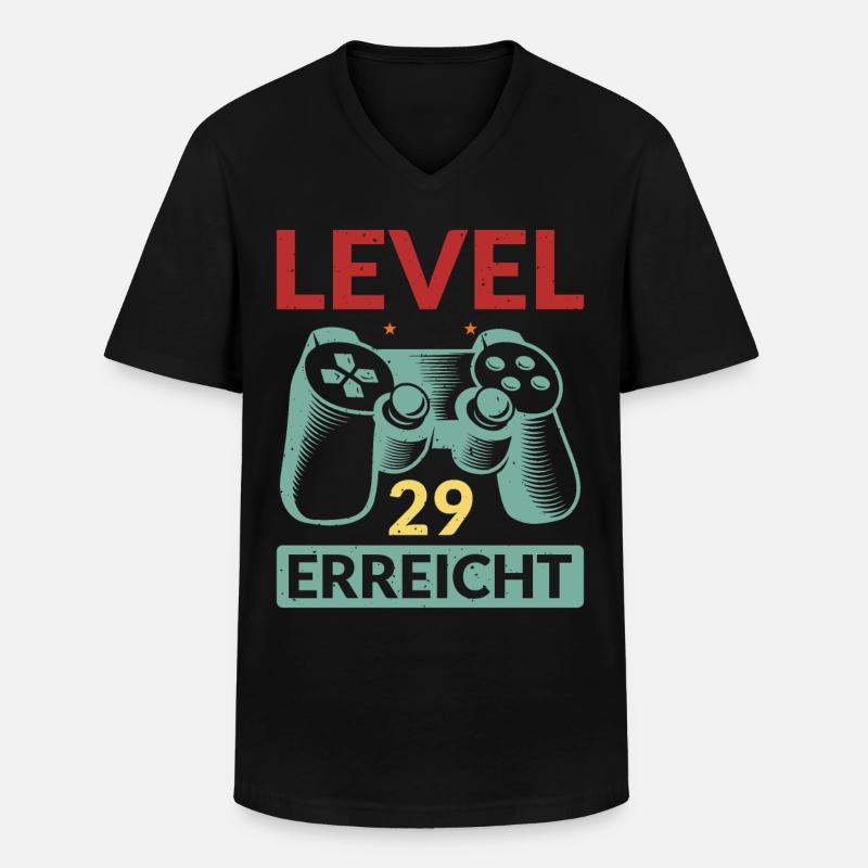 Level 29 Erreicht Gamer - Männer-T-Shirt mit V-Ausschnitt - Schwarz