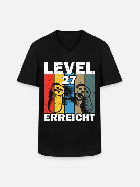 Level 27 Erreicht Gamer - Männer-T-Shirt mit V-Ausschnitt - Schwarz