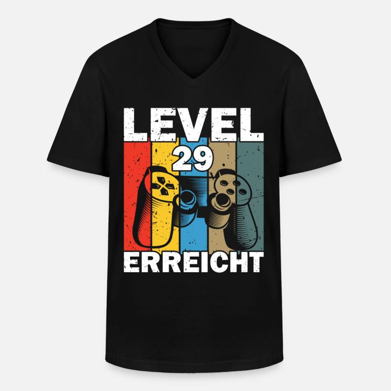 Level 29 Erreicht Gamer - Männer-T-Shirt mit V-Ausschnitt - Schwarz