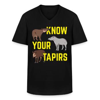 Connaissez vos gardiens de la faune tapirs - T-shirt col V Homme - noir - Devant - AI Model Male 178 dark (178cm)